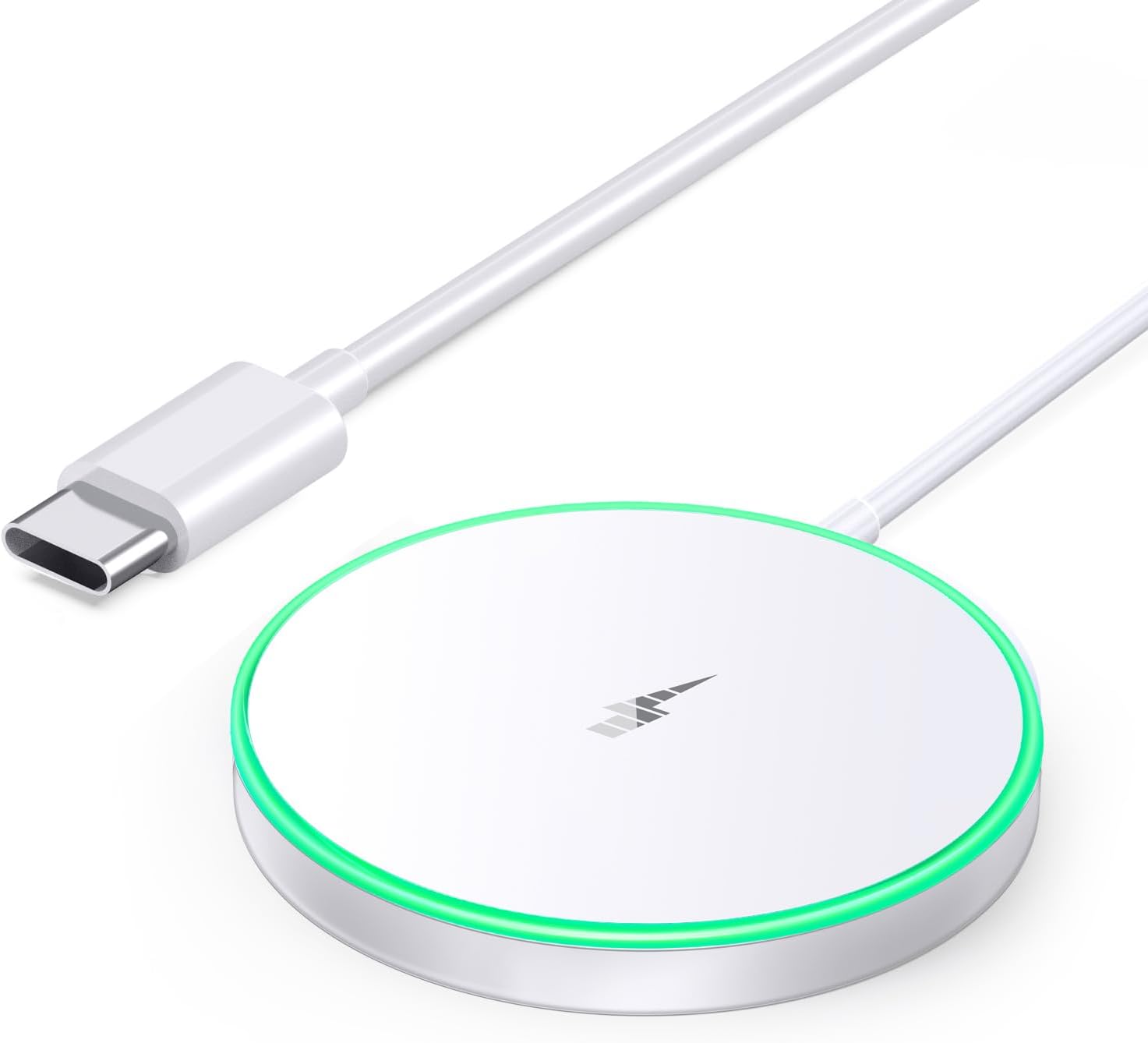 Magnetic Wireless Charger 15W Mag Safe Charger-Fast Charging Pad Compatible with iPhone17/16/15/14/13/12 Series & Airpods 2 3 Pro-LED Mag-Safe Pad with Dual Charging Ports Original Replacement(White)
