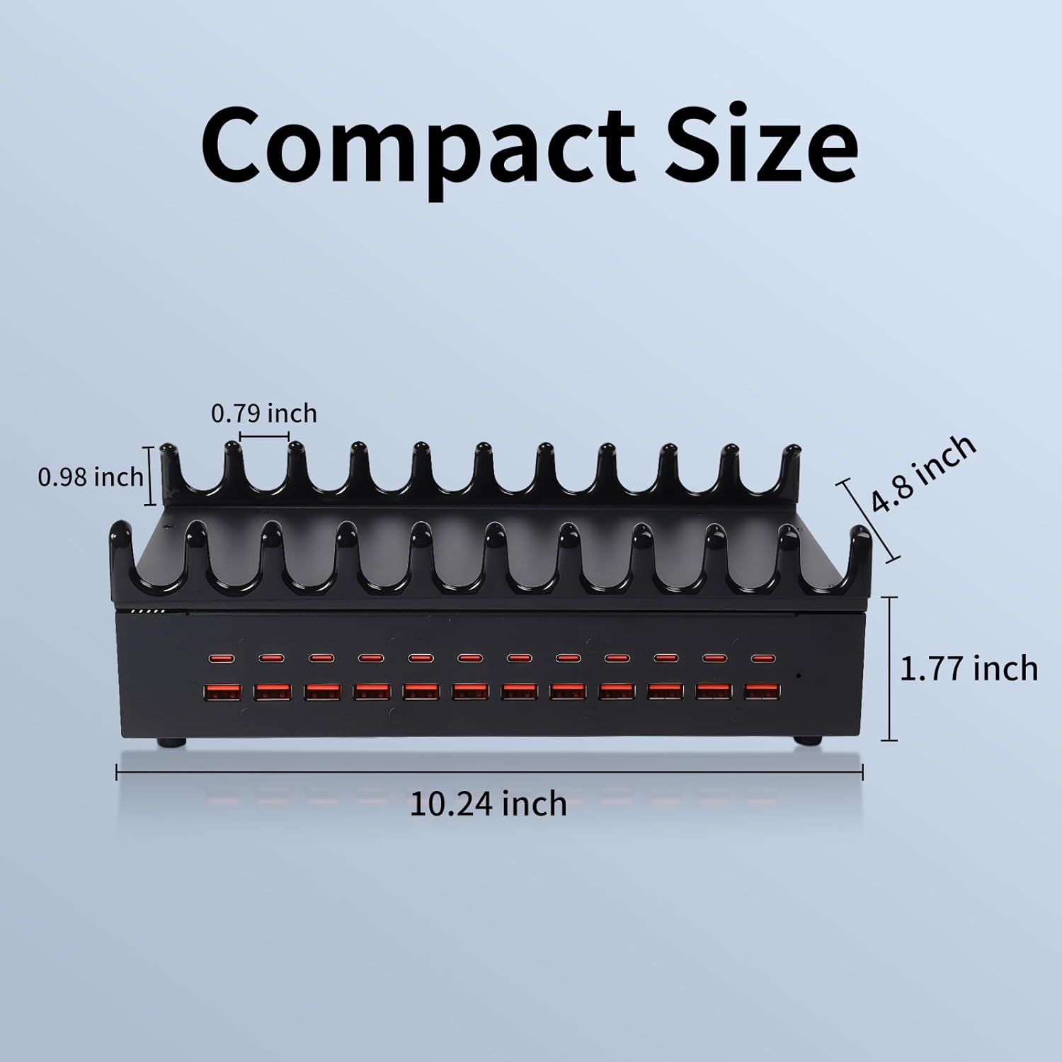 300W Charging Station for Multiple Devices - 24 Ports USB Fast Charging Station with 10 Mixed Charging Cables - Kindle, Phone, Tablet Charger Station for Home, Office, School - Image 8