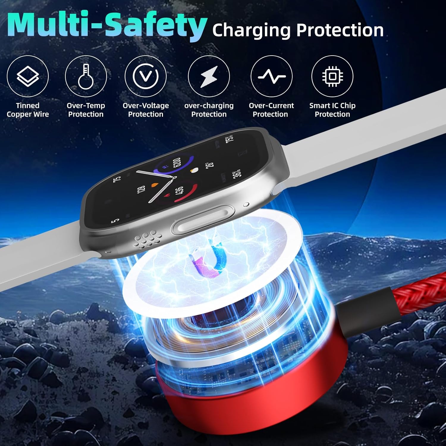 Multi Charging Cable with iWatch Charger, 1 Pack 5FT Travel Essentials | One Cable Charges Multiple Devices, Perfect for Travel, Cruises, Road Trips and Everyday Use with Less Cable Clutter - Image 5